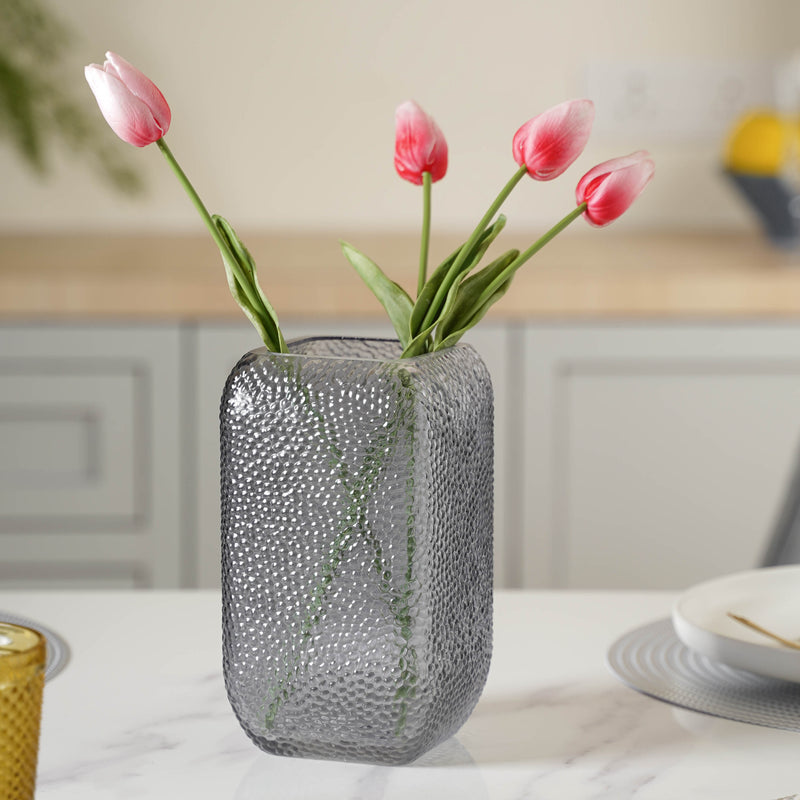 Art Deco Vase Small - Glass flower vase for home decor, office and gifting | Home decoration items