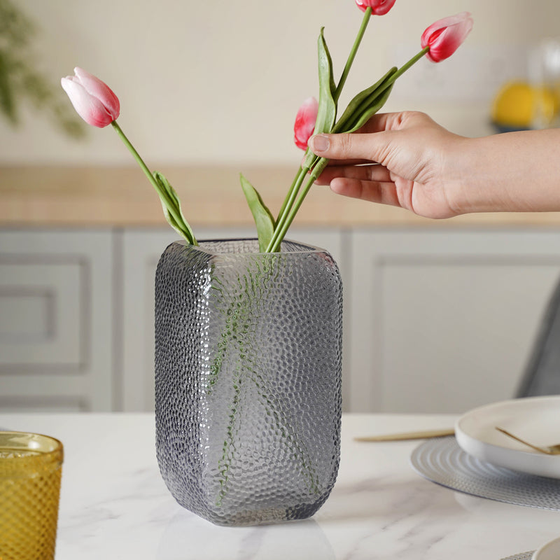 Art Deco Vase Small - Glass flower vase for home decor, office and gifting | Home decoration items