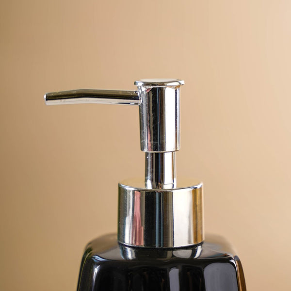 Striped Ceramic Soap Dispenser Black 7 Inch