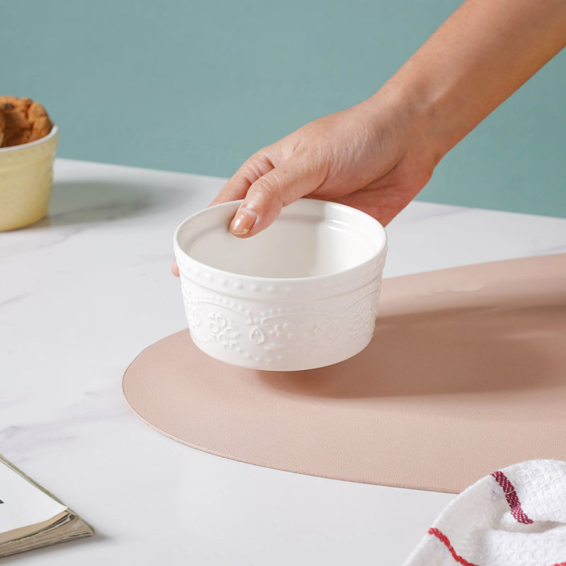 White Truffle Textured Pudding Bowl - Baking Dish