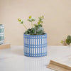 Blue Linear Sculpted Pot - Indoor planters and flower pots | Home decor items