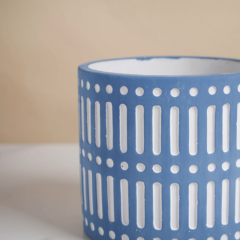 Blue Linear Sculpted Pot - Indoor planters and flower pots | Home decor items