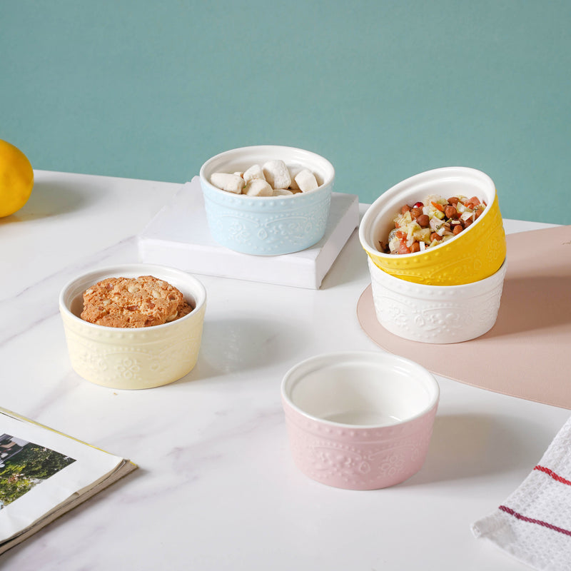 White Truffle Textured Pudding Bowl - Baking Dish