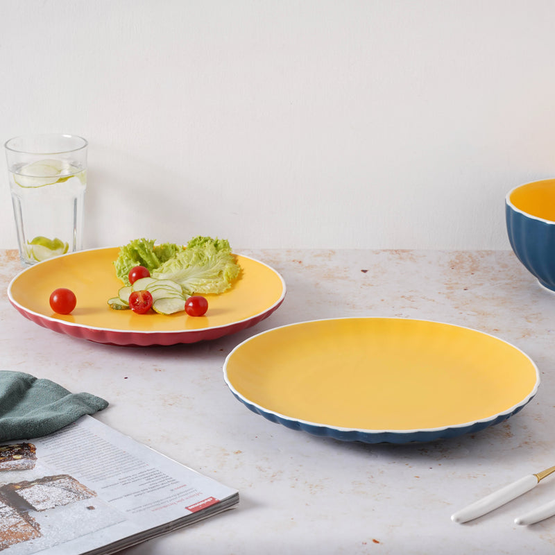 Chrome Dinner Plate 9.5 Inch - Serving plate, rice plate, ceramic dinner plates| Plates for dining table & home decor