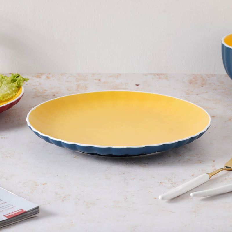 Chrome Dinner Plate 9.5 Inch - Serving plate, rice plate, ceramic dinner plates| Plates for dining table & home decor