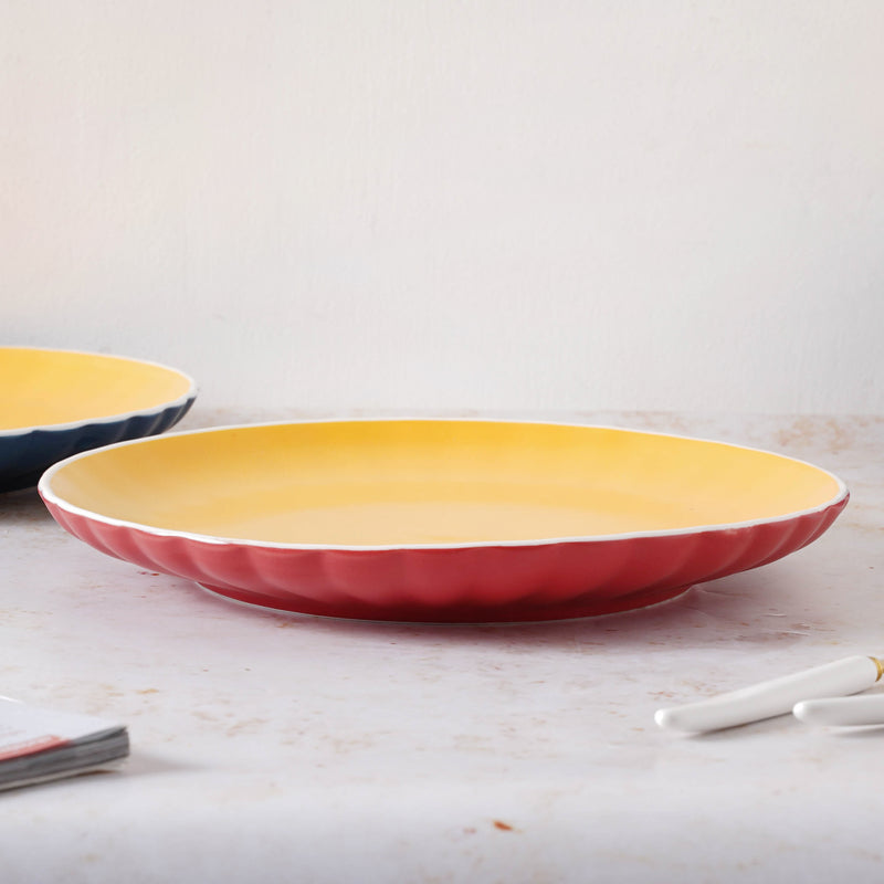 Chrome Dinner Plate 9.5 Inch - Serving plate, rice plate, ceramic dinner plates| Plates for dining table & home decor