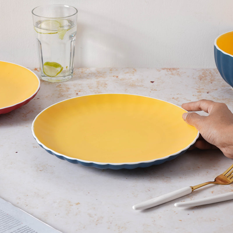 Chrome Dinner Plate 9.5 Inch - Serving plate, rice plate, ceramic dinner plates| Plates for dining table & home decor