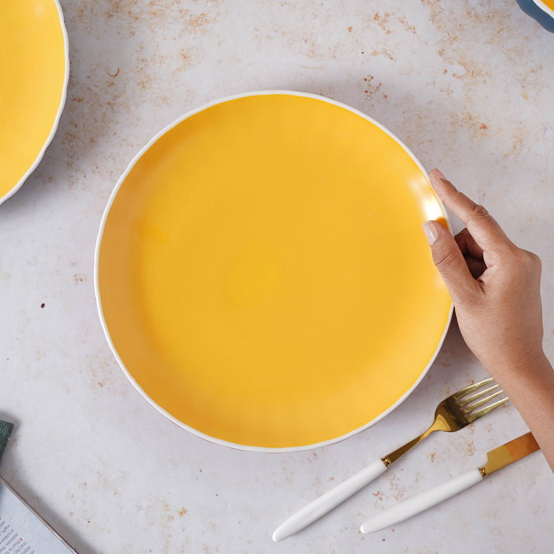 Chrome Dinner Plate 9.5 Inch - Serving plate, rice plate, ceramic dinner plates| Plates for dining table & home decor