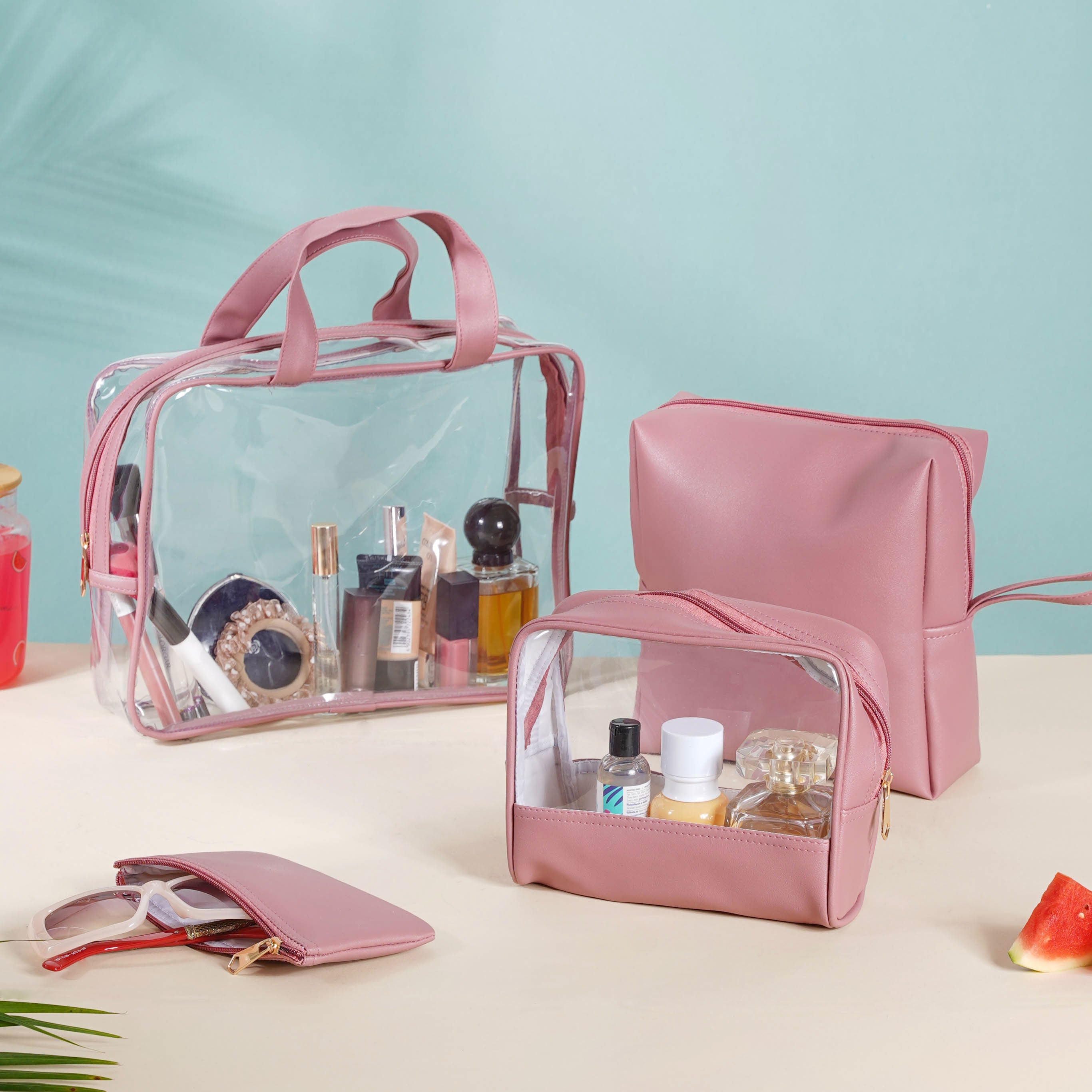 Buy Pink Travel Kit Set Of 4 For Storage Online | Nestasia