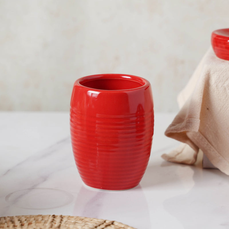 Fire Engine Red Ceramic Bath Set