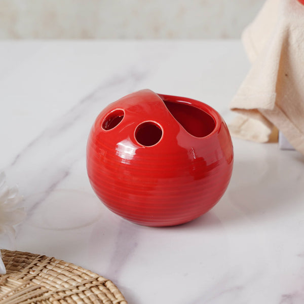 Red Ceramic Bath Set