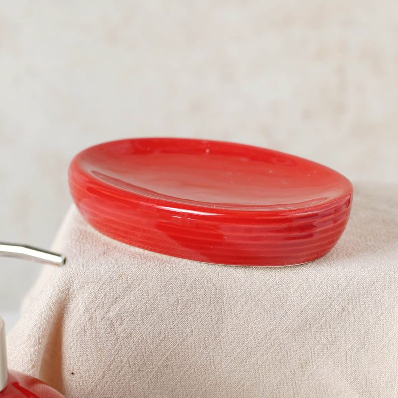 Red Ceramic Bath Set
