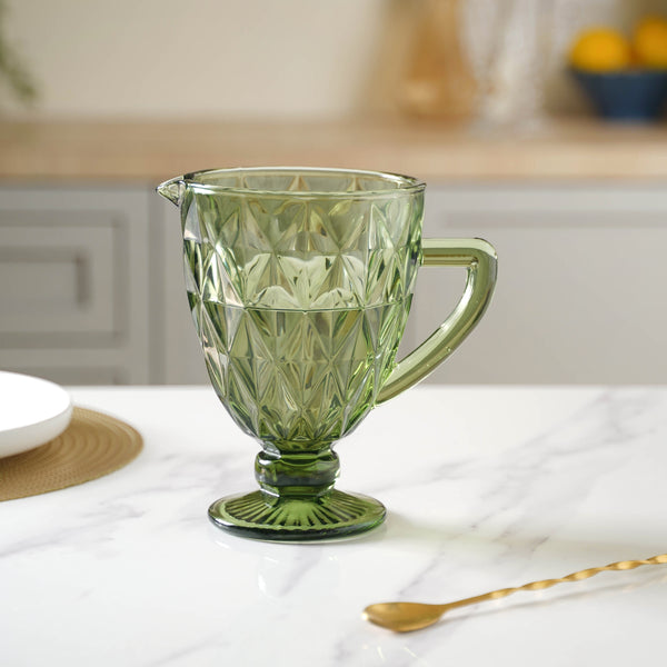 Green Glass Juice Jug - Water jug, glass jug, juice jug | Jug for Dining table & Home decor