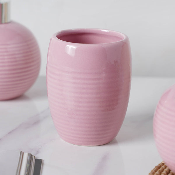 Complete Set of Ceramic Bath Accessories Pink