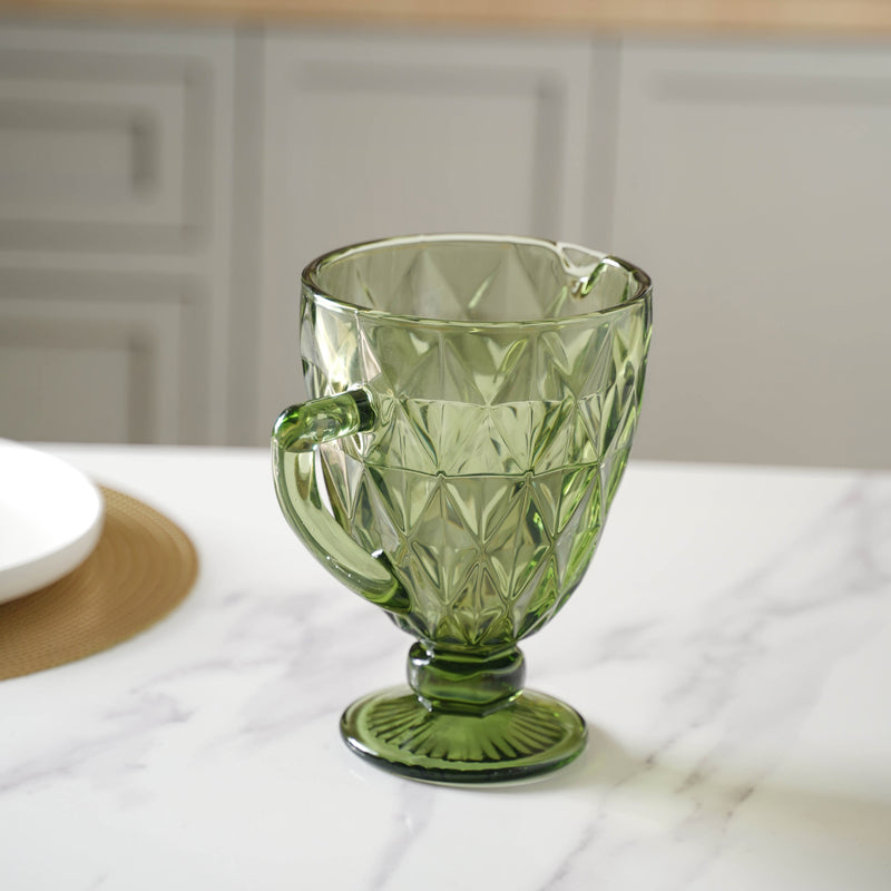 Green Glass Juice Jug - Water jug, glass jug, juice jug | Jug for Dining table & Home decor
