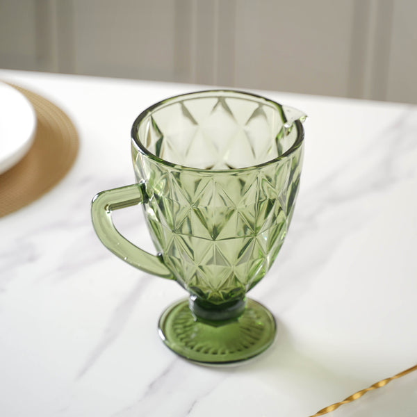 Green Glass Juice Jug - Water jug, glass jug, juice jug | Jug for Dining table & Home decor