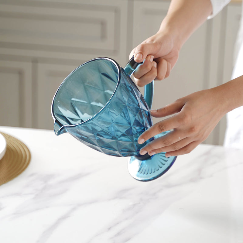 Blue Glass Juice Jug - Water Jug, glass jug, juice jug | Jug for Dining table & Home decor