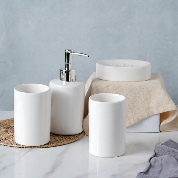 Crisp White Ceramic Bathroom Set