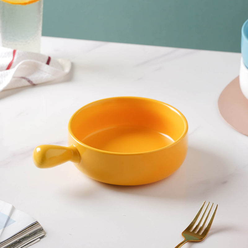 Sunny Side Up Baking Pan With Handle - Ceramic bowl, salad bowls, snack bowls, bowl with handle, oven bowl | Bowls for dining table & home decor