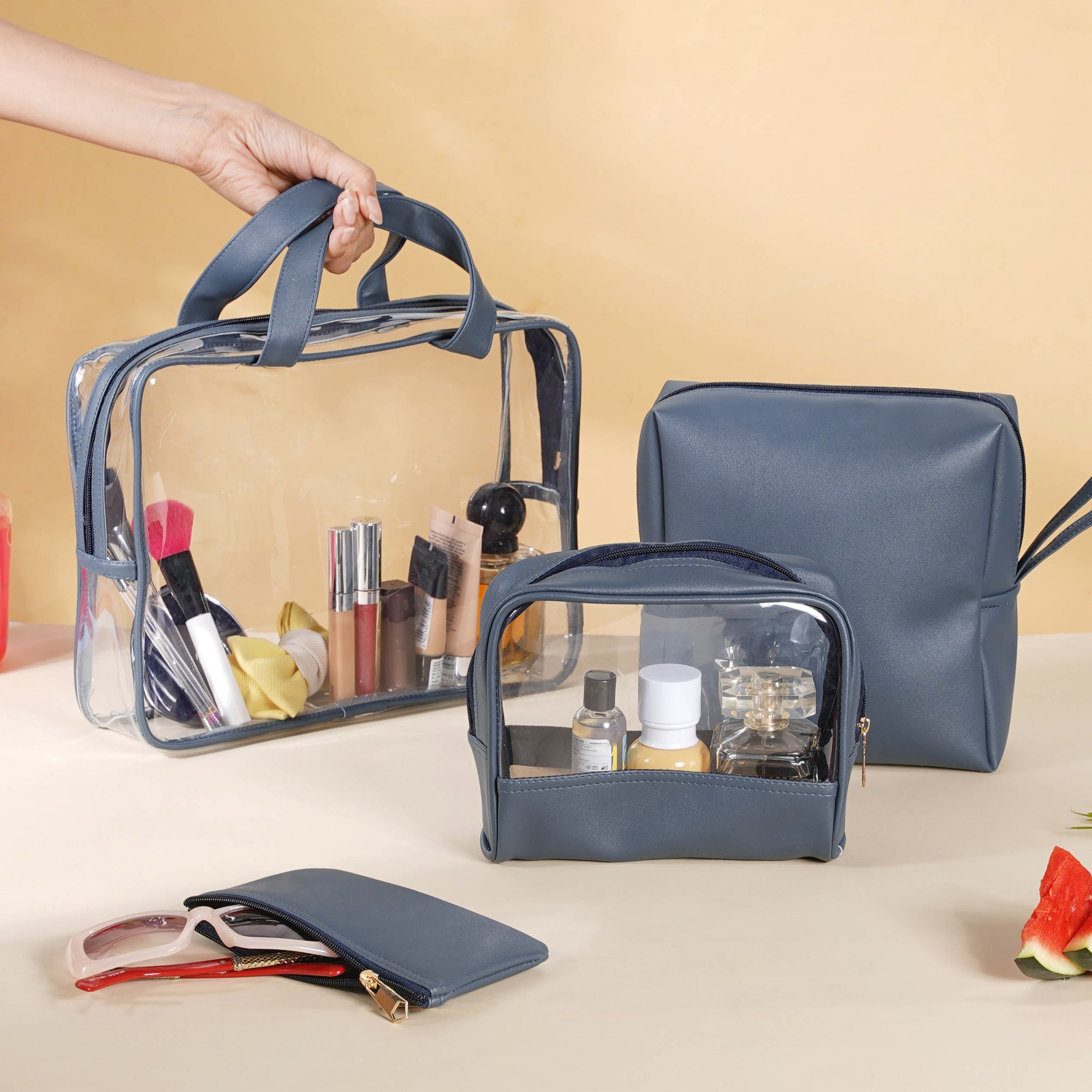 Bluish Grey Travel Kit Set of Online Premium Travel Kit Nestasia