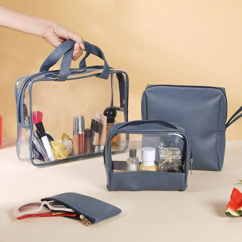 Bluish Grey Travel Kit Set of 4