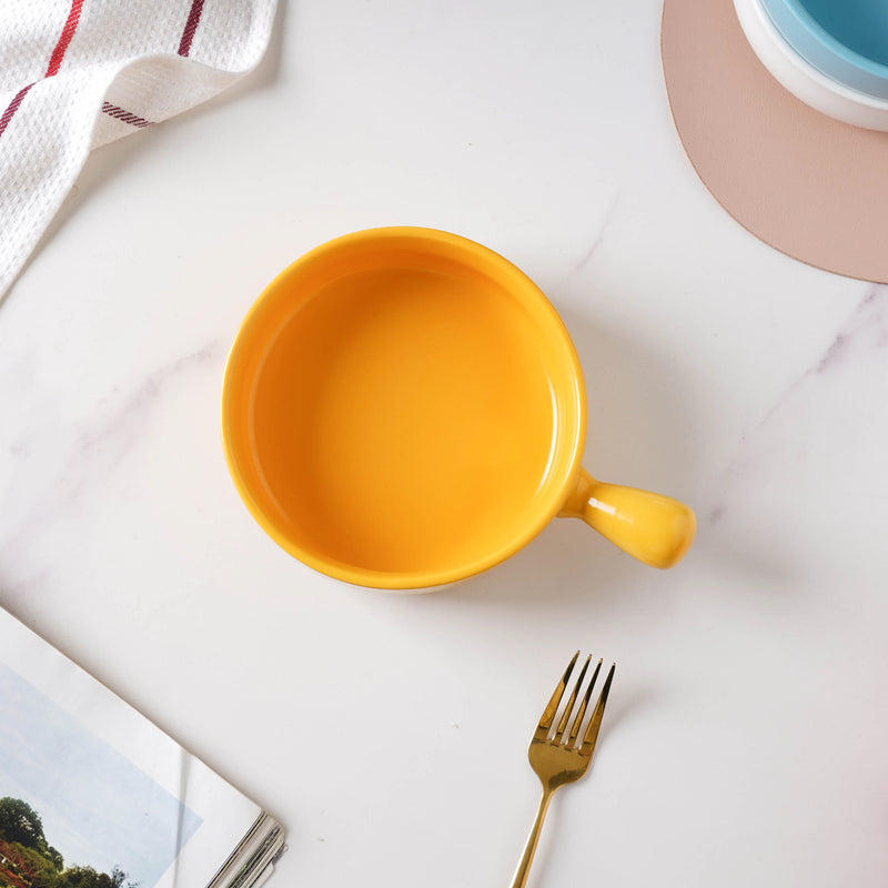 Sunny Side Up Baking Pan With Handle - Ceramic bowl, salad bowls, snack bowls, bowl with handle, oven bowl | Bowls for dining table & home decor