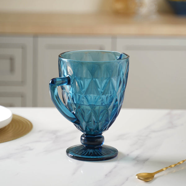 Blue Glass Juice Jug - Water Jug, glass jug, juice jug | Jug for Dining table & Home decor