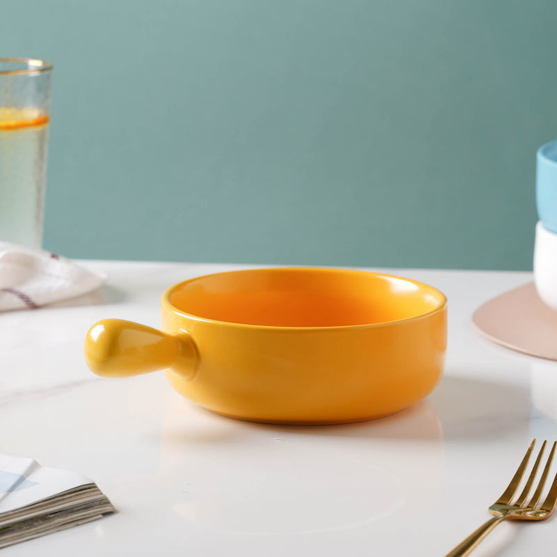 Sunny Side Up Baking Pan With Handle - Ceramic bowl, salad bowls, snack bowls, bowl with handle, oven bowl | Bowls for dining table & home decor