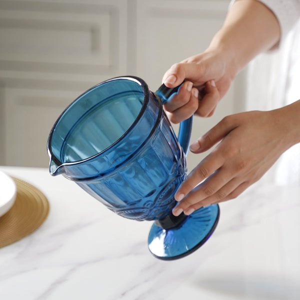 Aqua Blue Juice Pot - Water Jug, glass jug, juice jug | Jug for Dining table & Home decor