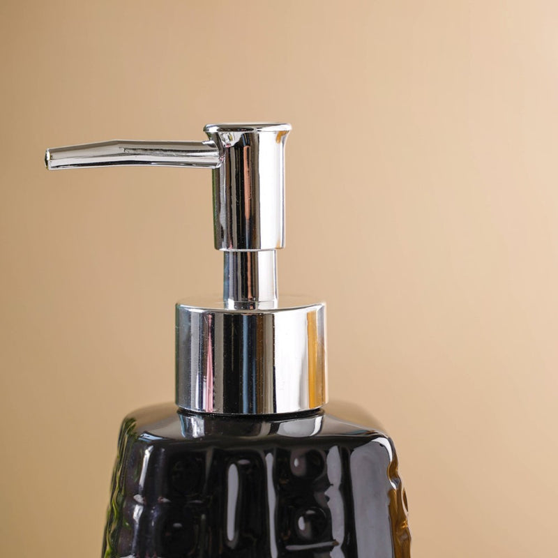 Textured Ceramic Dispenser With Nozzle Black 7 Inch