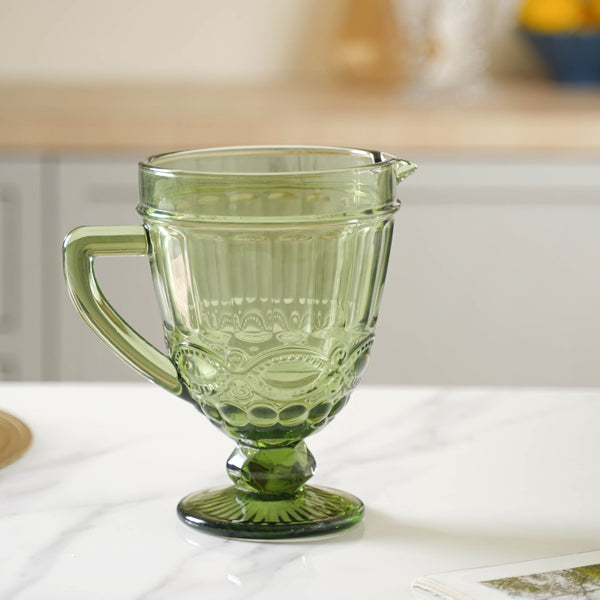 Green Juice Pot - Water Jug, glass jug, juice jug | Jug for Dining table & Home decor