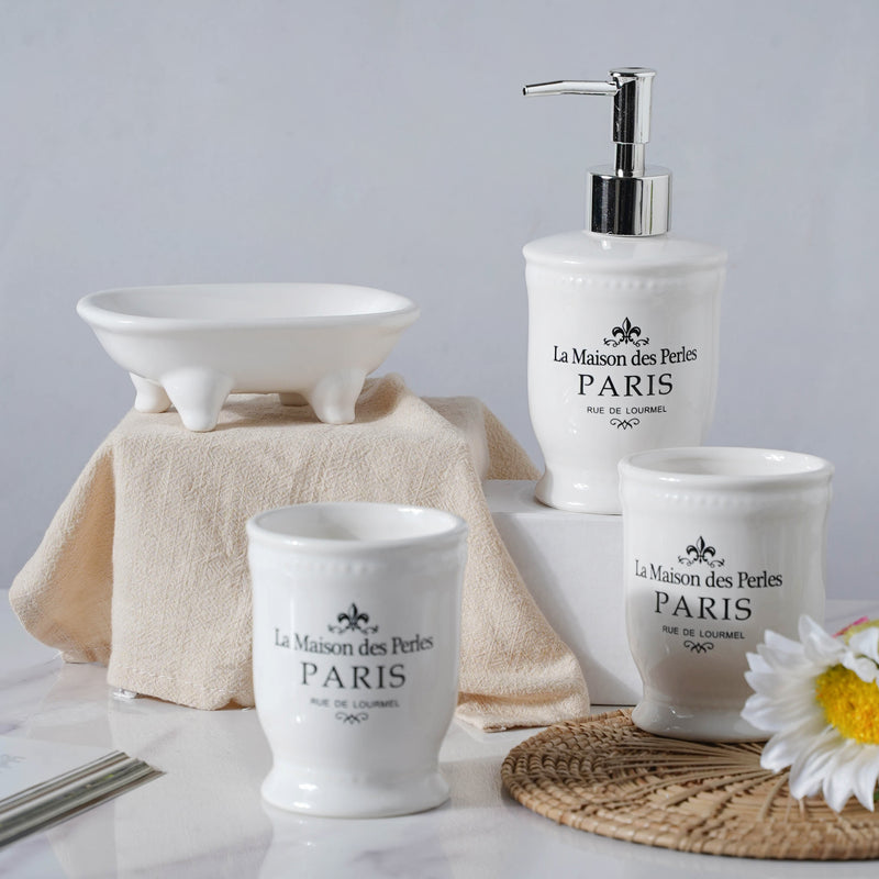 White Curlicues Bath Set