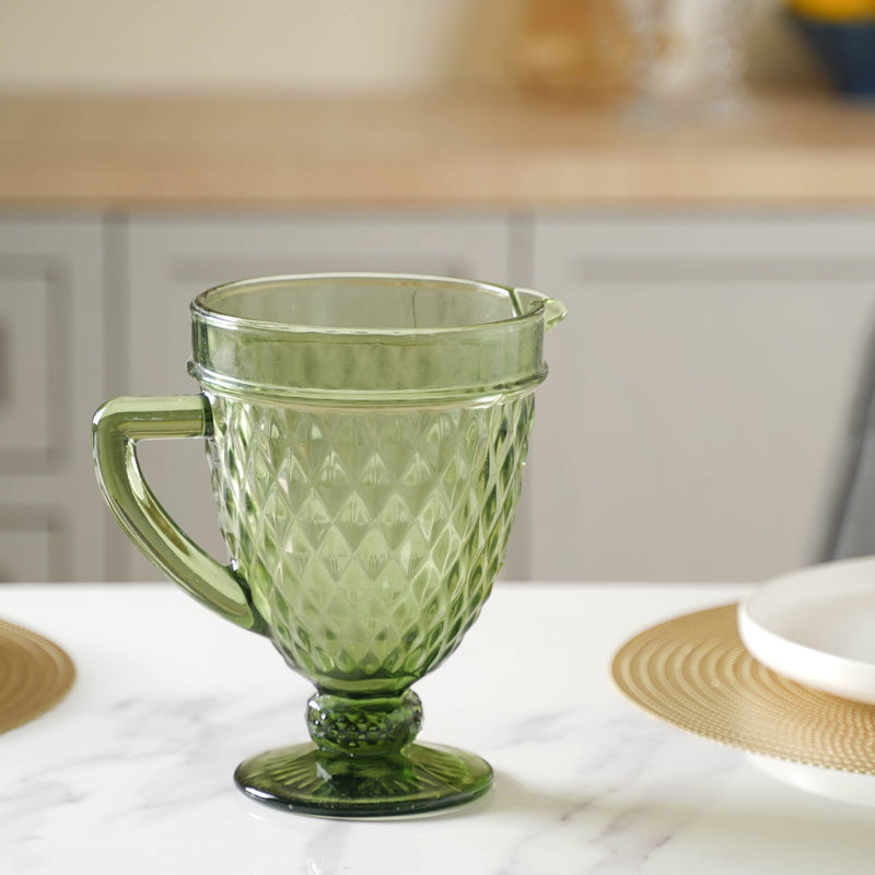Green Juice Jug - Water Jug, glass jug, juice jug | Jug for Dining table & Home decor