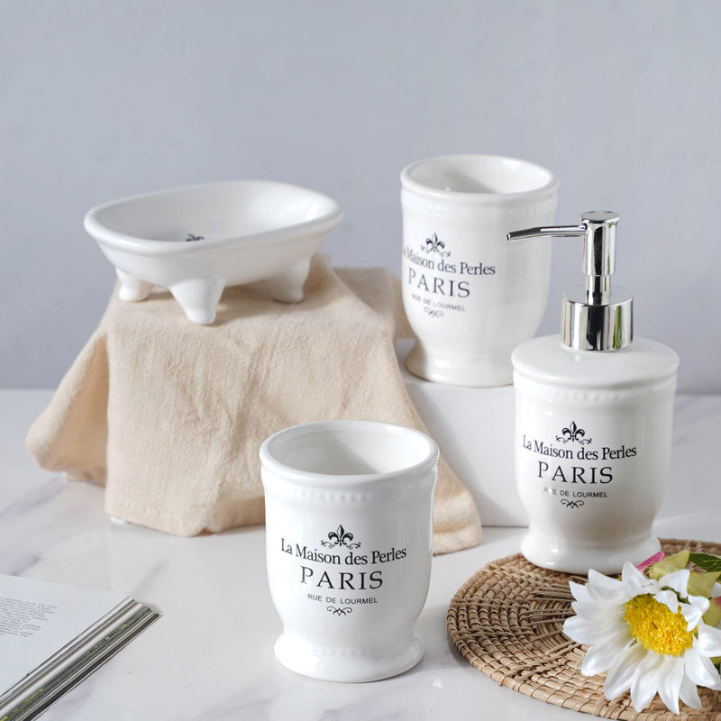 White Curlicues Bath Set