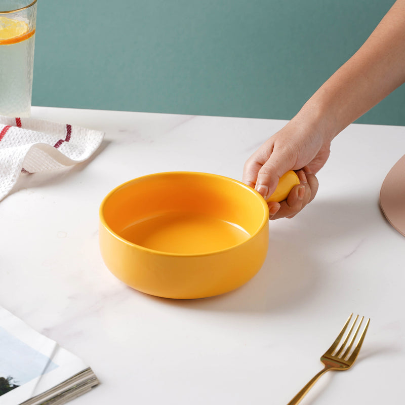 Sunny Side Up Baking Pan With Handle - Ceramic bowl, salad bowls, snack bowls, bowl with handle, oven bowl | Bowls for dining table & home decor