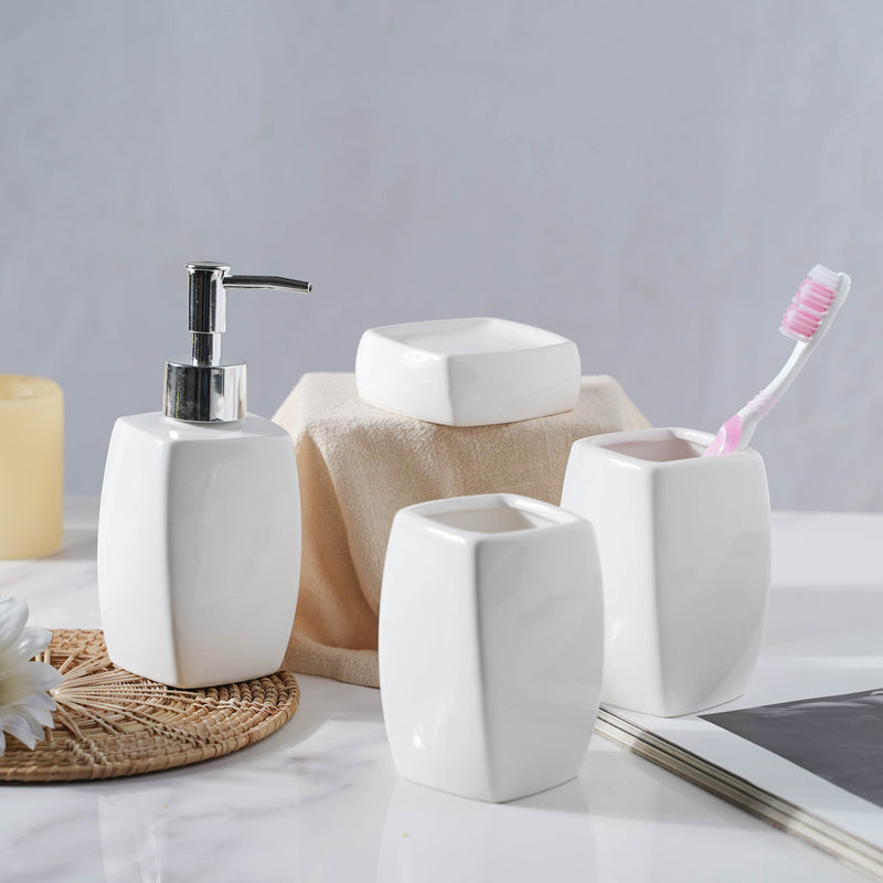 Pearly White Ceramic Bathroom Set