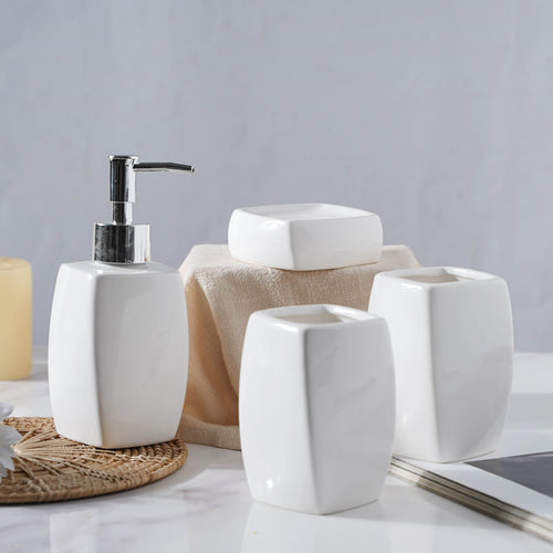 Pearly White Ceramic Bathroom Set