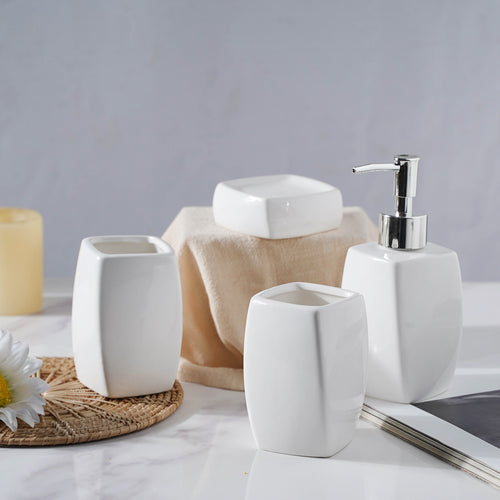 Pearly White Ceramic Bathroom Set