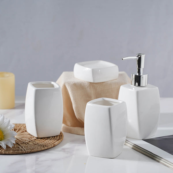 Pearly White Ceramic Bathroom Set