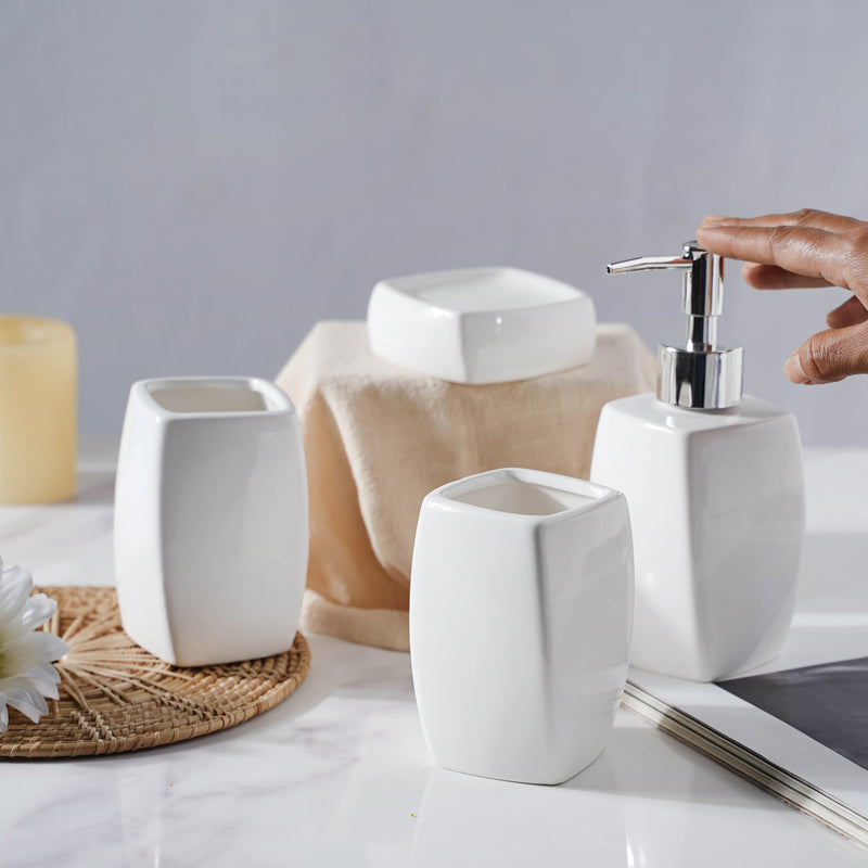 Pearly White Ceramic Bathroom Set