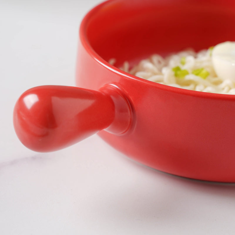 Ruby Red Baking Pan With Handle - Ceramic bowl, salad bowls, snack bowls, bowl with handle, oven bowl | Bowls for dining table & home decor