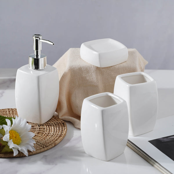Pearly White Ceramic Bathroom Set