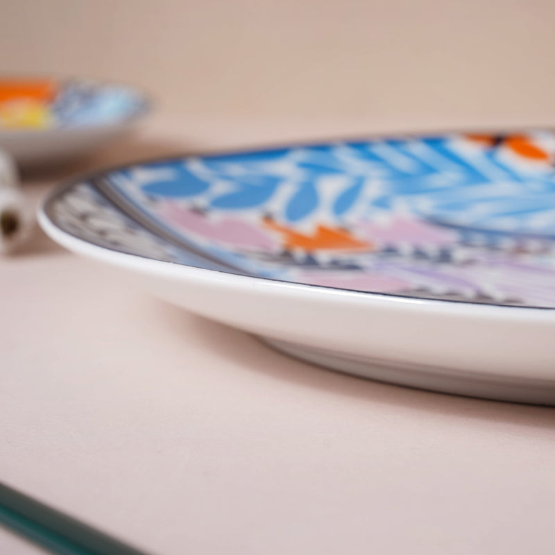 Spring Printed Ceramic Multicolour Dinner Plate 10.5 Inch - Serving plate, rice plate, ceramic dinner plates| Plates for dining table & home decor