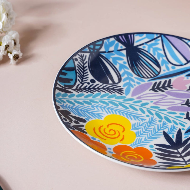 Spring Printed Ceramic Snack Plate 8 Inch - Serving plate, snack plate, dessert plate | Plates for dining & home decor