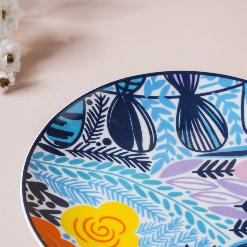 Spring Printed Ceramic Snack Plate 8 Inch - Serving plate, snack plate, dessert plate | Plates for dining & home decor