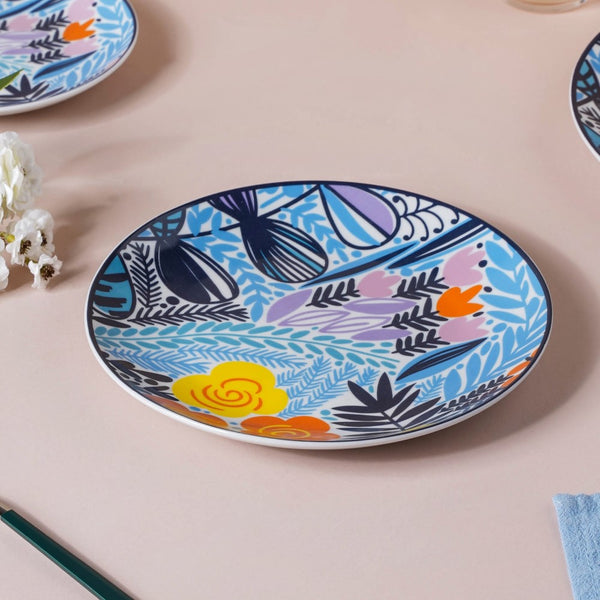 Spring Printed Ceramic Snack Plate 8 Inch - Serving plate, snack plate, dessert plate | Plates for dining & home decor