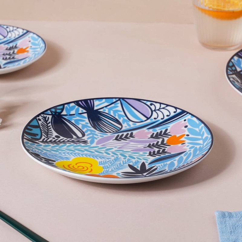 Spring Printed Ceramic Snack Plate 8 Inch - Serving plate, snack plate, dessert plate | Plates for dining & home decor