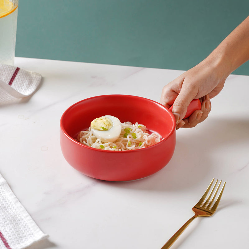Ruby Red Baking Pan With Handle - Ceramic bowl, salad bowls, snack bowls, bowl with handle, oven bowl | Bowls for dining table & home decor
