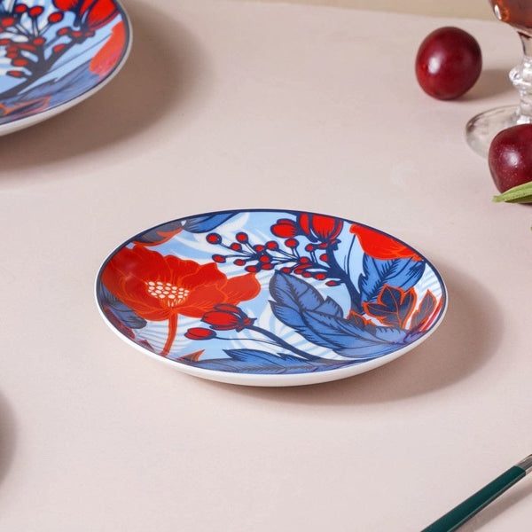 Poppy Printed Ceramic Dessert Plate 6 Inch - Serving plate, small plate, snacks plates | Plates for dining table & home decor