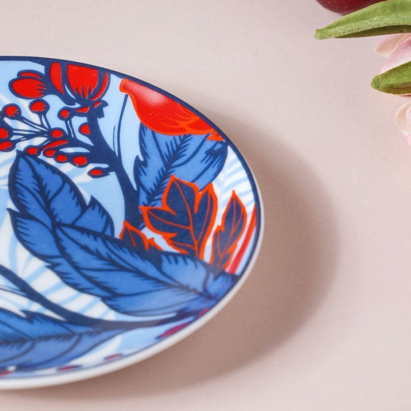 Poppy Printed Ceramic Dessert Plate 6 Inch - Serving plate, small plate, snacks plates | Plates for dining table & home decor